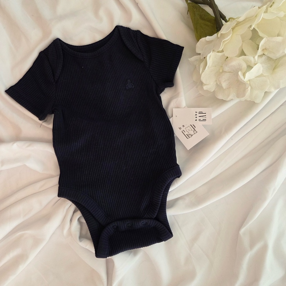 GAP Dark Blue Ribbed Baby Bodysuit